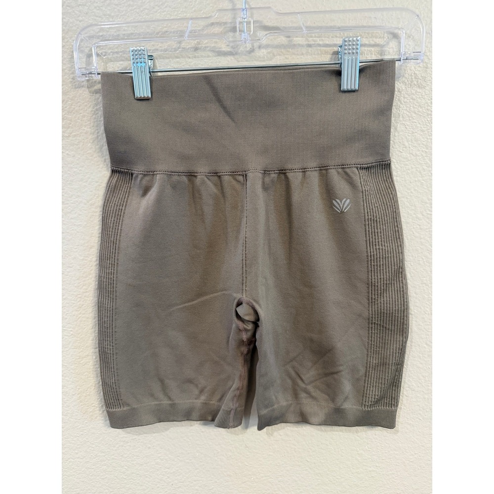 Forever 21 Women Seamless Ribbed Bike Shorts Taupe Athleisure Size‎ S M